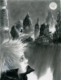 Anton auf dem Friedhof bei Nacht